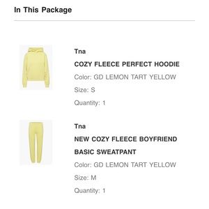 NWT Aritzia yellow sweat set